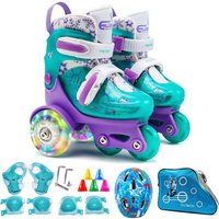 VFlash Skating Shoes Kids Beginner Roller Skating Shoes Set Children Skates with Kneepad Elbow Pads Helmet Barrier Roll Skates