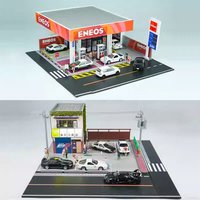 1/64 Maßstab Miniatur LED-beleuchtete Auto-Garage Diorama-Modell Realistische Parkplatz-Szene Sammlerstück für Enthusiasten