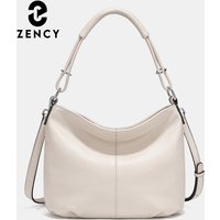 Zency Beige New Women's Soft Cowhide Leather Shoulder Bag Crossbody Satchels Leather Hobo Bag Black Cowhide Natural Bag Brown