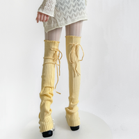 Straps Leg Warmers Women Knitted Leg Cover Lolita Ruffle Socks Stockings Y2k Button Foot Cover Girls Leg Warmers Knee High Socks