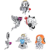 925 sterling silver pendant devil angel beads compatible with original bracelet necklace for men and women DIY jewelry gifts