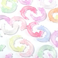 10pcs 36.5X41mm Moon Butterfly Star Acrylic Beads Colorful Luminous Loose Beads For Jewelry Making DIY Necklace Phone Key Chain