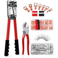 Heavy-Duty Battery Cable Crimping Tool Kit, 8-1/0 AWG Range, Wire Crimp Connector Assortment Car Auto Copper Ring Terminal