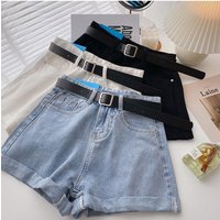 Summer Wide Leg Denim Shorts with Belt Women Korean Fashion High Waist Poclet Hot Pants Cowboy Jeans Streetwear Y2K Short Pants
