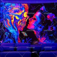 Glowing Tapestry Girl Blacklight Tapestrys UV Reactive Women Luminous Tapestrys Room Decor Aesthetic Neon Fluorescent Backdrops