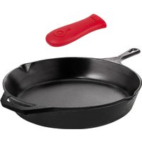 30cm Cast Iron Pre-Seasoned Skillet With Silicone Hot Handle Holder Frying Pan 12"Chefs Pan Use in the Oven on the Stove or Over