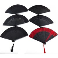 Chinese Style Black Folding Fan Female Classical Dance Craft