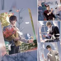 1/4 Pcs Love and Deepspace Creative Acrylic Transparent Card Sylus Rafayel Zayne Xavier Caleb Anime Flowers Small Card Decor
