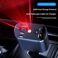 Starry Sky Top 120W Car Cigarette Lighter USB Charger Super Fast Charge for Phone One To Two Retractable Cable Adapter