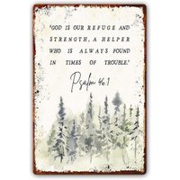 God Is Our Refuge And Strength Metal Signs Psalm Bible Verses Wall Decor Scripture Wall Art Painting For Living Room Decor For B