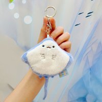Soft Ocean Animal Keychain Small Turtle Kawaii Fluffy Whale Keyring Simulation Collection Press Sound Pendant Birthday Gift