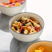 4pcs Black-Rimmed Easy White Ceramic Bowls, 4.5-Inch Straight-Mouth Bowls, European Home Ceramic Bowls, Novel Tableware Set