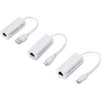 2pcs Network Card USB Type C to RJ45 Ethernet Cable Extend Adapter Micro USB2.0 100Mbps for Tablet Laptop PC Computer Android