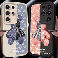 Cute Luxury Robot Bear Case for Samsung Galaxy S24 S23 S22 S21 Ultra Plus FE A54 A34 A14 A73 A53 A33 5G TPU Soft Silicone Etui