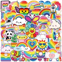 50PCS Cartoon Cute Rainbow Stickers Phone Tablet Waterproof Helmet Car Decoration Stationary Stickers