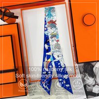 Brand Design Twill 100% Mulberry Silk Scarf for Women Luxury Fashion Scarf Lady Foulard Skinny Bag Scarves Hot Sale Neckerchief