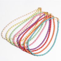 Colorful Rainbow Stone Bead Necklace 2024 New Fashion Gold Color Spacer Bead Chain Choker Summer Jewelry Gift For Girls Friends