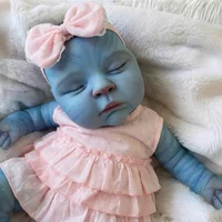 NPK -19inch peaches Avatar Full Body Baby Doll Reborn Baby Size Real Picture Handmade 3D Skin Rooted Hair Visible Veins