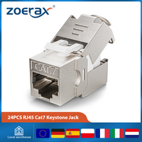 ZoeRax 24PCS Shielded RJ45 Cat7 Cat6a Keystone Jack STP Tool-Free Coupler 180 Degree Type Zinc Alloy Module Adapter Coupler image 4
