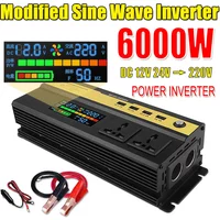 Modified Sine Wave Inverter 3000/4000/5000/6000W LCD Digital Display Power Inverter Voltage Transformer Converter 12/24V TO 220V
