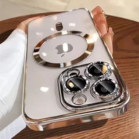 Transparent Magnetic Wireless Charging Case For Magsafe For iPhone 16 15 14 Plus 13 12 11 Pro Max Plating Soft Silicone Cover