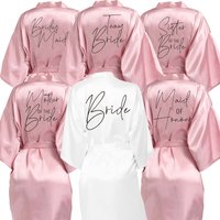 Wedding Bride Bridesmaid Robes for Women Bridal Party Gifts Team Dress Gown Silk Satin Sleepwear Kimono Printing Letter