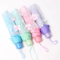 1pc Transparent umbrella, windproof and rainproof, cherry blossom girl umbrella, PVC, portable cute flower home rain gear
