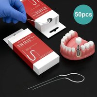 50pcs/box 2-in-1 Orthodontic Expanding Floss Multifunctional Cleaning Wire Line Deep Cleaning Floss for Bridges Implants Braces
