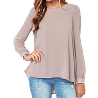 Women Sexy Casual Loose Chiffon Blouse Long Sleeve Solid Crimp Shirts