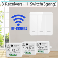 Kabelloser Lichtschalter Relais-Empfänger RF 433Mhz 1/2/3-Fach Schalttafel Fernbedienung Interruptor für LED-Lampe 10A 110V 220V