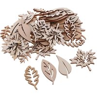 Pack of 50 Unfinished Wood Leaf Shapes Craft Wooden Tags for Scrapbooking Card Making Sign Making Wooden Hanging Decoration