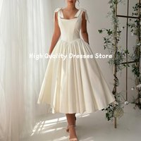 Prom Dresses New Sleeveless Square Neck Tie Bow Straps Fitted Corset Waist Pockets Formal Outfit Customized 