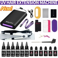 UV Light Hair Extension Kit with UV Glue Tools for Salon Home Use Professional Portable Hair Extensions Set for Beauty Use
