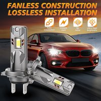 2PCS H7 Car LED Headlight Bulbs 30000LM Brightness 5570 CSP 6000K White Replacement Headlamp NO Turbo Fan