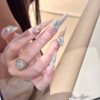 24pcs Diamond Long Stiletto Press on Nails Art Finished Detachable Simple False Nail Acrylic Woman's Fake Nails Tips Almond Nail
