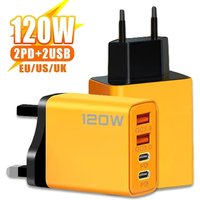 120W 4 Port USB C PD Fast Charger Type C Adapter Quick Charge QC3.0 For iPhone 17 16 Samsung Xiaomi Huawei Mobile Phone Charger
