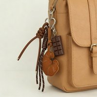 Cute Croissant Pendant Keychain Cartoon Bread Bag Charm Backpack Hanging Woven Rope Design Accessories Gift
