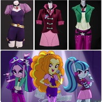 Equestria Girls Adagio Dazzle Aria Blaze Sonata Dusk 3P Stage Cosplay Costume Siren Glittery Outfit Dress Prop Set for Halloween
