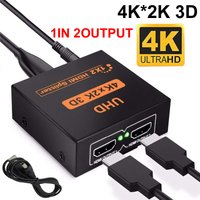 2 Ports 4K HDMI Splitter 1 In 2 Out HD 1.4 USB Power CHARGER Cable For HDTV DVD PS3 Xbox PS4 Monitor PC TV Box Projector