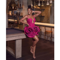 Magenta 3D Flower Mini Cocktail Dress Spaghetti Strap Corset Homecoming Dress Short Prom Party Dress For Black Women Customized