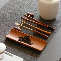 3/4/5Pcs Carbonized Bamboo Tea Set Suit Delicate Tea Clip Teaspoon Tea Clip Needle Spoon Pliers Tea Ceremony Tool Accessories