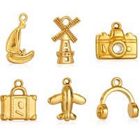 3Pcs Camera/Windmill/Sailing Charm Stainless Steel Headphone Travel Pendant Wholesale DIY Necklace Bracelet Craft Jewelry Making