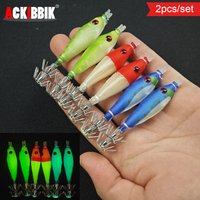 2pcs/set Glow Squid Jig Lure Sea Fishing Cuttlefish Shrimp Bait Shrimp Fishing Lure Squid Jigs Fishing Accessories Ocotpus Lure