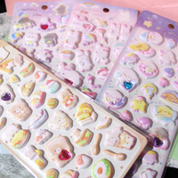 Cartoon Puppy Bear Rabbit Kawaii Puffy 3D Stickers Scrapbooking Diy Journal Cute Stationery Diary Sticker Ablum Prizes Gift