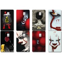 Horror Film It Pennywise Clown Anime Cartoon 1 Set Of 4 Pcs Bear Skin Sticker Film Tape Case For Big Credit Debit Card Front