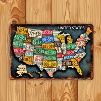 Vintage Route 66 License Plate Metal Sign - | Perfect for Garage, Bar, Home & Cafe Wall Decor | Waterproof & Dustproo