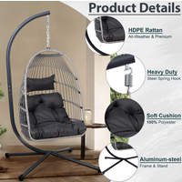 Modern Portable Outdoor Egg Hanging Chair With Stand Fabric Swing Egg Chair For Patio & Garden