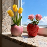 Pink Peach Ceramic Planter Pot, Multi-Use Succulent & Pen Holder for Home & Desk Decor