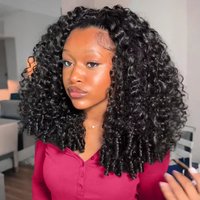 200 Density Burmese Curly Hair Half Wig Burmese Deep Wave 3 IN 1 Half Wig Human Hair Glueless Wig Human Hair Half Wig Drawstring