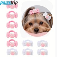 3/5 PCs Pet Dog Hair Bows Cute Cat Grooming Bows with Elastic Rubber Band Random Colors Puppy Hair Accessories Pet Supplies
